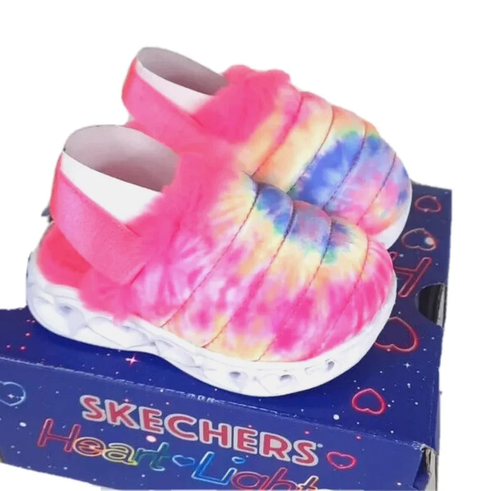 Skechers Heart Lights Sandals Tie Dye Toddler Size 5 Light Up NEW with Tags
